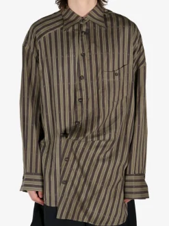 Shirts>ZIGGY CHEN Asymmetric Striped Shirt