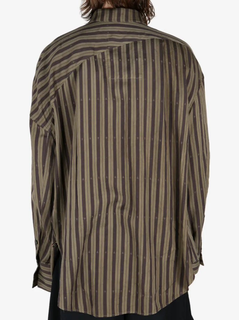 Shirts>ZIGGY CHEN Asymmetric Striped Shirt