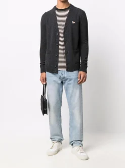 Knitwear>MAISON KITSUNE Baby Fox Patch Cosy Cardigan