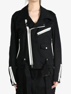 Jackets & Coats>YOHJI YAMAMOTO LIMI FEU Belt Detail Biker Jacket