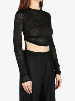 Sweats & Hoodies>ANN DEMEULEMEESTER Beta Cropped Open Rib Sweater