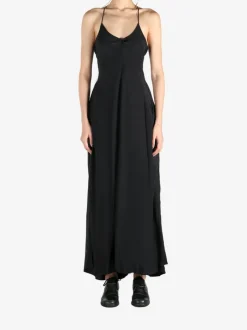Dresses>YANGKEHAN Black Silk Slip Dress