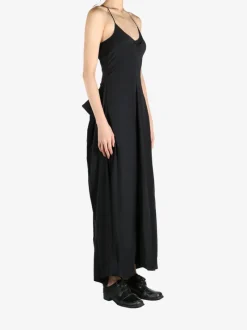 Dresses>YANGKEHAN Black Silk Slip Dress
