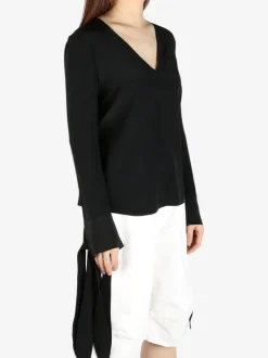 Tops>GIVENCHY Blouse w/ Bows in Crepe Embroidery