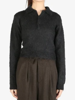Knitwear>AURALEE Brushed Super Kid Mohair Knit Short Polo