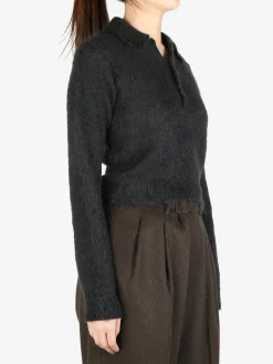 Knitwear>AURALEE Brushed Super Kid Mohair Knit Short Polo