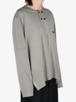 T-shirts>ZIGGY CHEN 4 Button Henley Neck Long Sleeve T-Shirt
