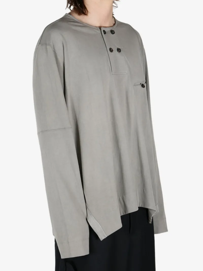 T-shirts>ZIGGY CHEN 4 Button Henley Neck Long Sleeve T-Shirt