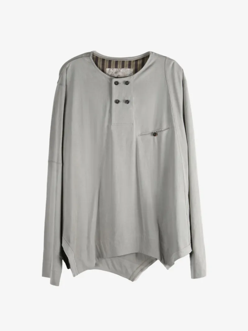 T-shirts>ZIGGY CHEN 4 Button Henley Neck Long Sleeve T-Shirt