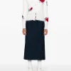 Skirts>THOM BROWNE Calf Legth Side Tab Skirt In Solid Wool Twill