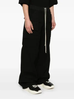 Pants>RICK OWENS DRKSHDW Canvas Creatch Wide Cargo Drawstring Pants
