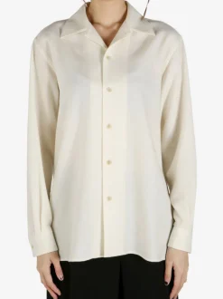 Shirts>AURALEE Cashmere Button Up Blouse