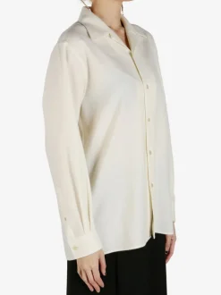 Shirts>AURALEE Cashmere Button Up Blouse