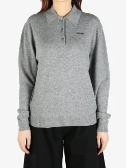 Knitwear>MIU MIU Cashmere Knit Polo Shirt