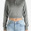 Knitwear>AURALEE Cashmere Silk Knit Henley Neck Pullover