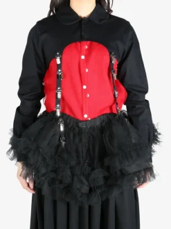 Shirts>COMME DES GARCONS NOIR Chain Decorated Strap Mini Blouse