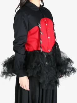 Shirts>COMME DES GARCONS NOIR Chain Decorated Strap Mini Blouse