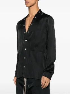Shirts>RICK OWENS Charmeuse Larry Fogpocket Shirt