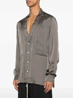 Shirts>RICK OWENS Charmeuse Larry Fogpocket Shirt