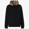 Sweats & Hoodies>BURBERRY Check Hood Cotton Blend Hoodie