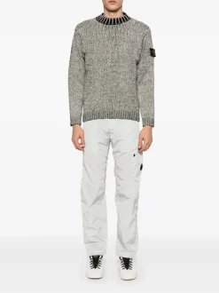 Knitwear>STONE ISLAND Chenille Mock Neck Jumper