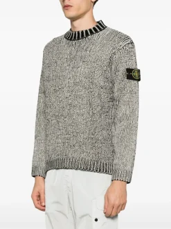 Knitwear>STONE ISLAND Chenille Mock Neck Jumper