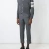 Knitwear>THOM BROWNE Classic Short V Neck Cardigan W/ White 4 Bar Stripe In Cashmere
