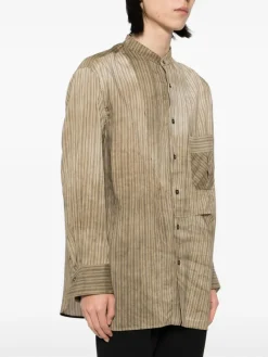 Shirts>ZIGGY CHEN Classic Stripe Pleated Shirt
