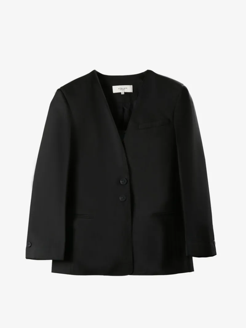 Jackets & Coats>ATELIER NEW YORK Collarless Blazer