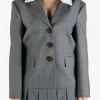 Jackets & Coats>SHUSHU/TONG Color Blocked Blazer with Bow Detail Collar
