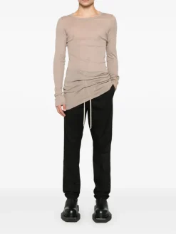 Pants>RICK OWENS Cotton Drawstring Slim Long Pants