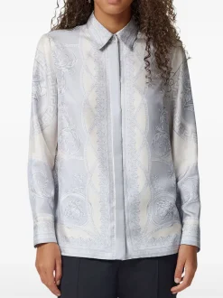 Shirts>VERSACE Coupe Des Dieux Barocco Foulard Silk Twill Formal Shirt