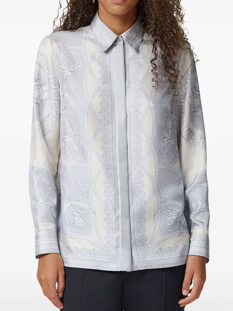 Shirts>VERSACE Coupe Des Dieux Barocco Foulard Silk Twill Formal Shirt