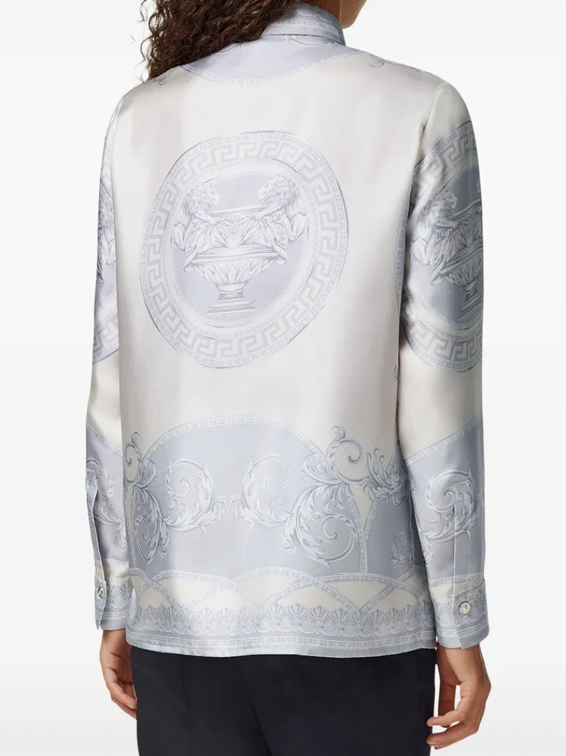 Shirts>VERSACE Coupe Des Dieux Barocco Foulard Silk Twill Formal Shirt