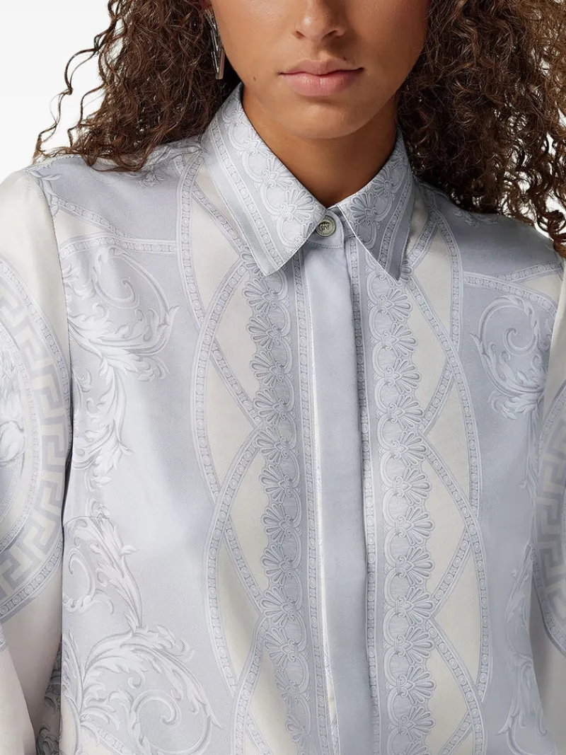Shirts>VERSACE Coupe Des Dieux Barocco Foulard Silk Twill Formal Shirt