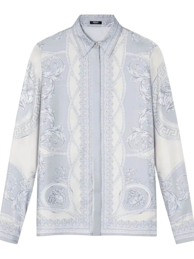 Shirts>VERSACE Coupe Des Dieux Barocco Foulard Silk Twill Formal Shirt
