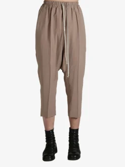 Pants>RICK OWENS Crepe Drawstring Cropped Pants