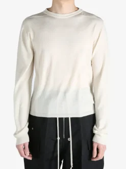 Knitwear>RICK OWENS Cropped Biker Round Neck Sweater