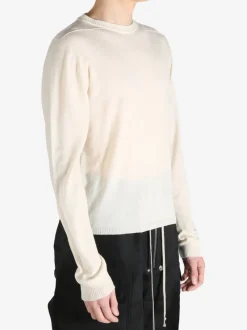 Knitwear>RICK OWENS Cropped Biker Round Neck Sweater