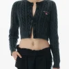 Tops>alexanderwang.t Cropped Crewneck Cardigan
