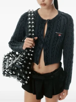 Tops>alexanderwang.t Cropped Crewneck Cardigan