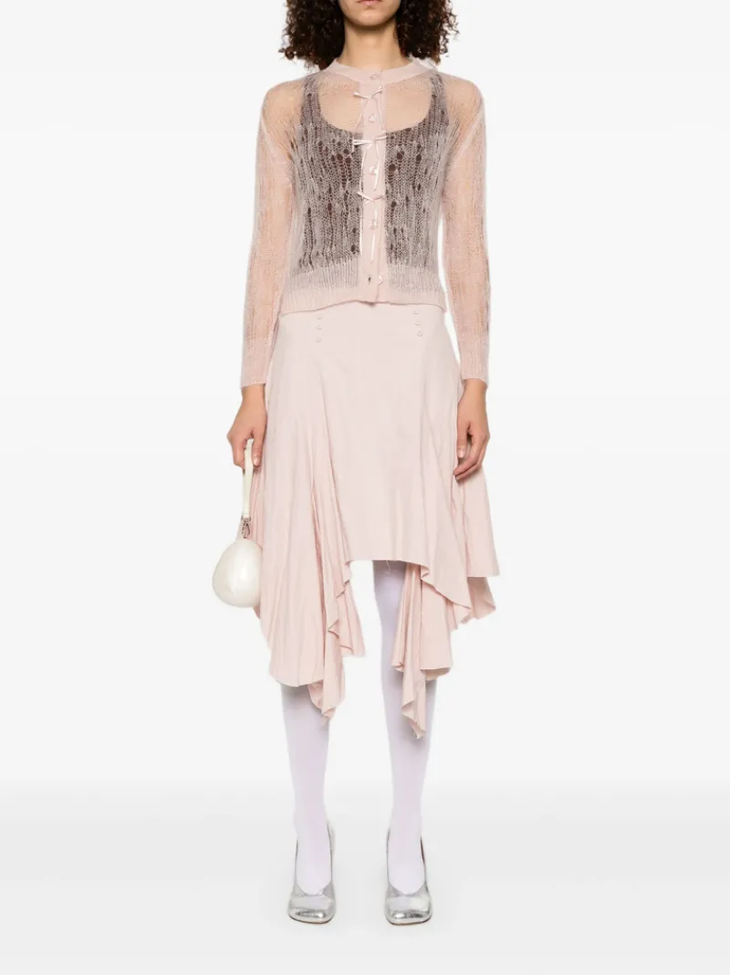 Knitwear>SIMONE ROCHA Cropped Long Sleeve Cardigan w/ Bow