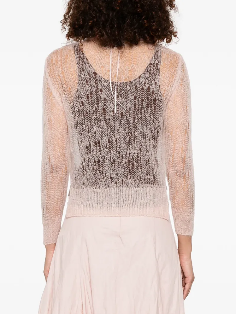 Knitwear>SIMONE ROCHA Cropped Long Sleeve Cardigan w/ Bow