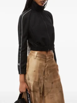 Jackets & Coats>alexanderwang.t Cropped Track Jacket W/Logo Webbing Tape