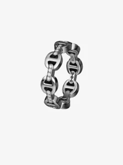 Jewelry>HOORSENBUHS Dame Tri-Link Band With Diamond Bridges