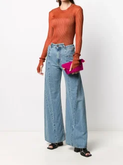 Jeans>MAISON MARGIELA Decortique Asymmetric Wide-Leg Jeans