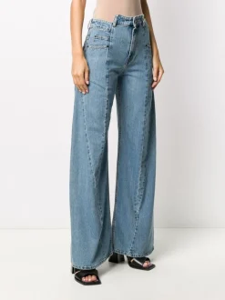 Jeans>MAISON MARGIELA Decortique Asymmetric Wide-Leg Jeans