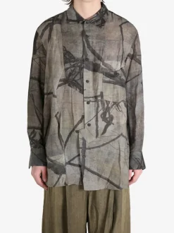 Shirts>ZIGGY CHEN Digital Print Asymmetric Shirt
