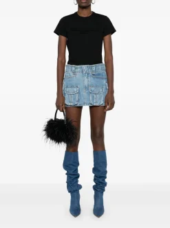 T-shirts>ALEXANDER WANG Distressed Logo Shrunken Tee