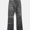 Jeans>ENFANTS RICHES DEPRIMES Distressed Raw Hem Leather Flare Jeans